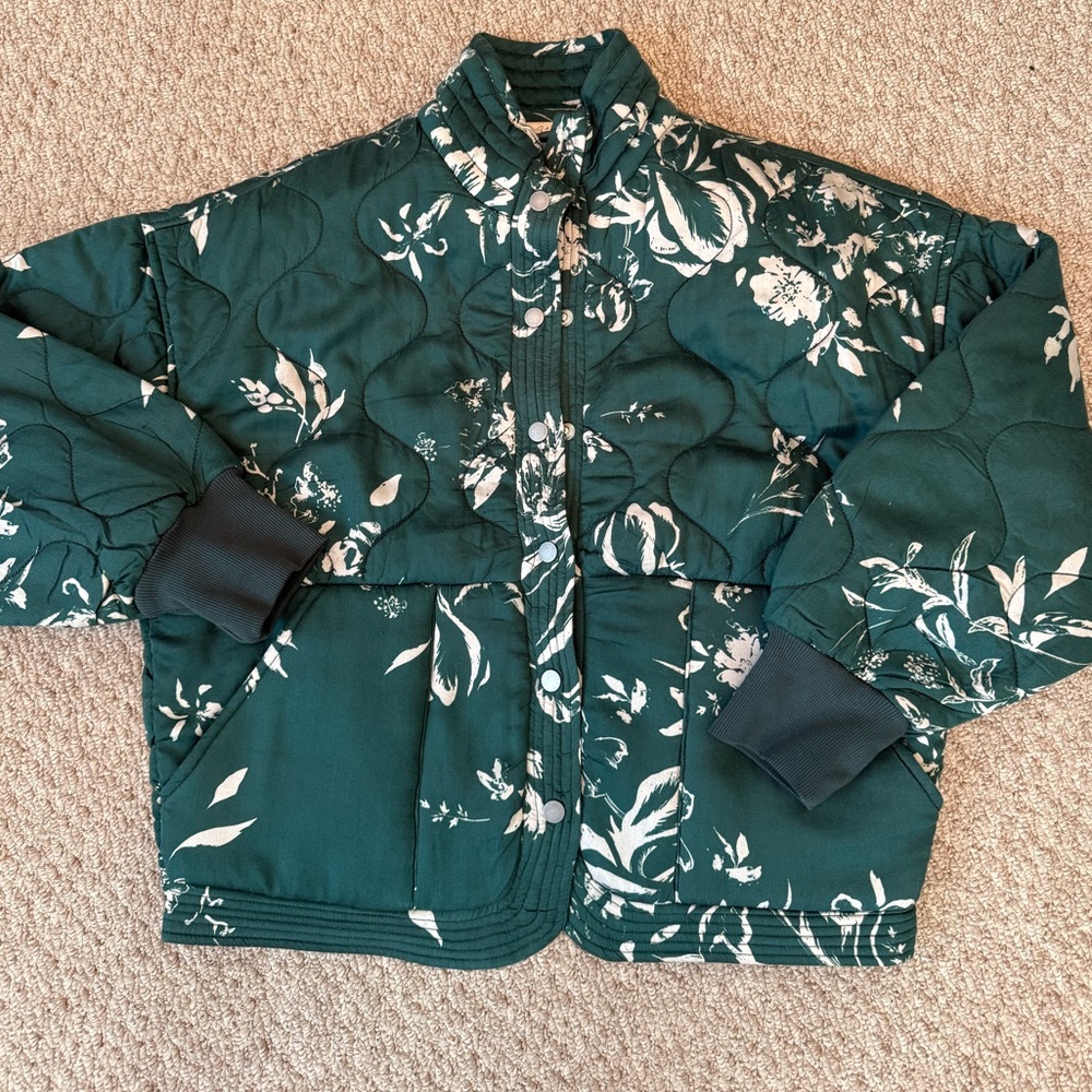 Teal Floral Bomber - Picture 3 of 9